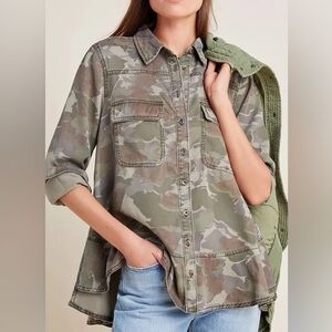 Anthropologie Camouflage Shirt Jacket